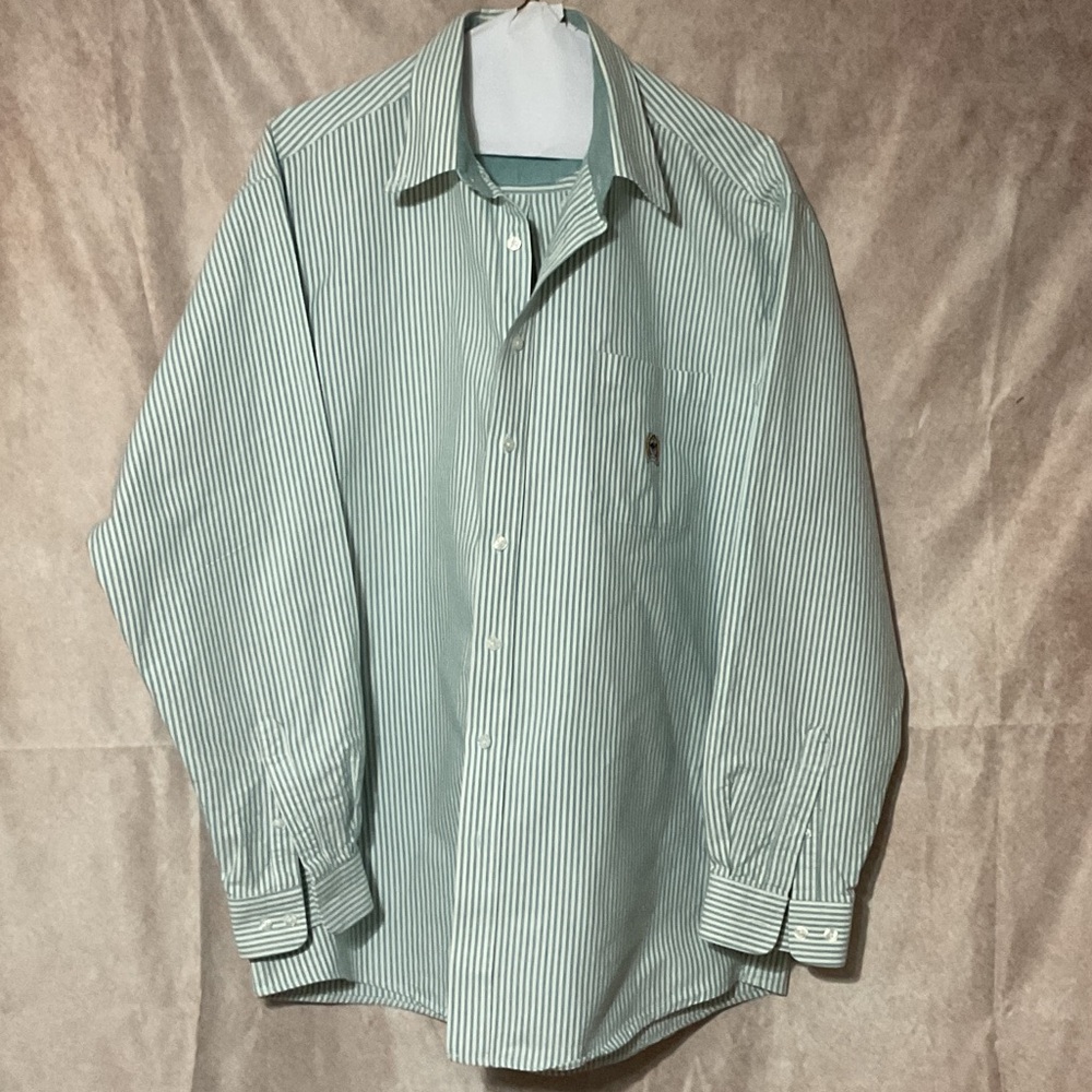 Cinch Men's Green Striped Button Down Shirt